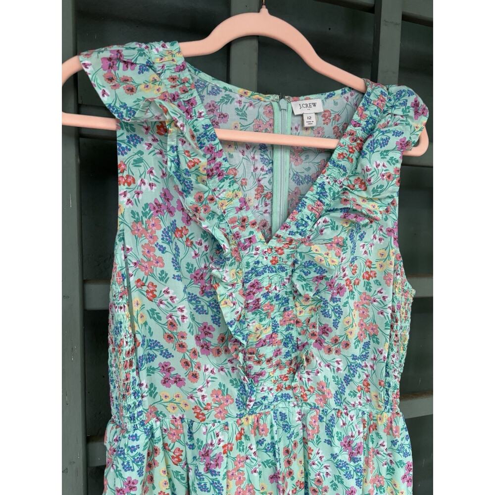 J.CREW Floral Tiered Ruffle V-Neck Sleeveless Midi Sundress 12 Cottagecore - Picture 4 of 8